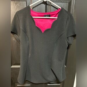 Alyx Black Textured Blouse with Pink Lining